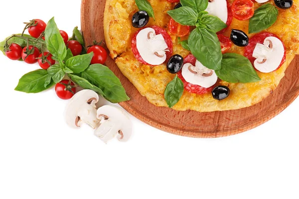 Pizza saborosa com cogumelos — Fotografia de Stock