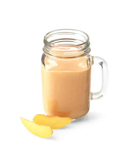 Mason jar with tasty smoothie — Stock Photo, Image