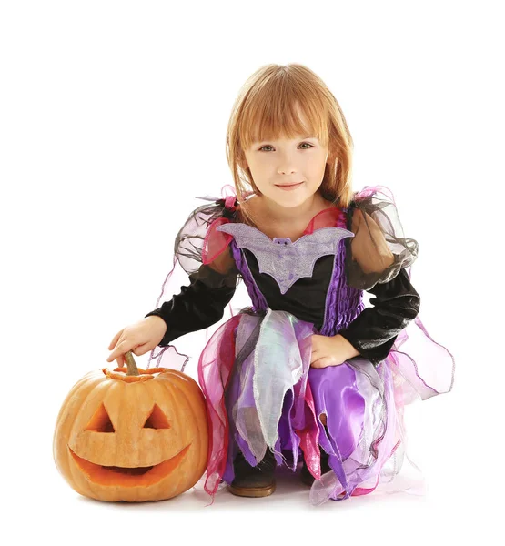 Niedliches Mädchen im Halloween-Kostüm — Stockfoto