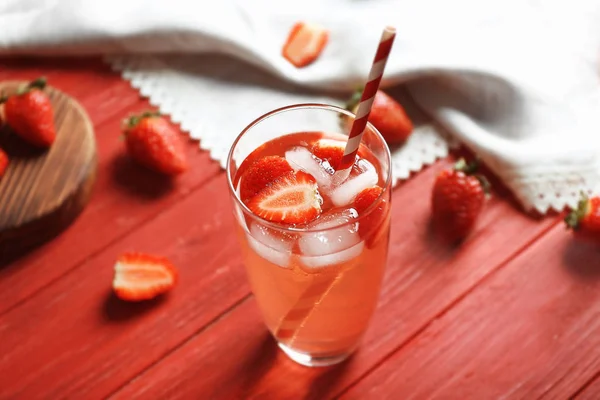 Glass of strawberry drink — Stock Photo, Image