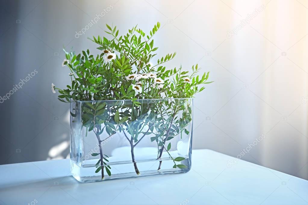 Green flowers in vase