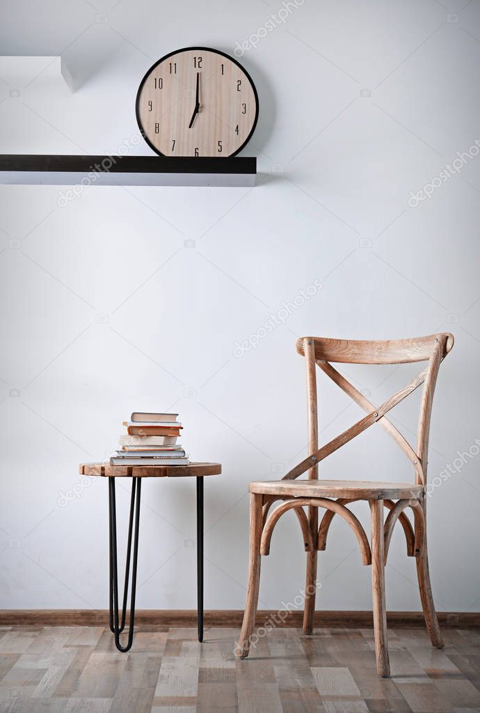 Simple interior with chair and decorations