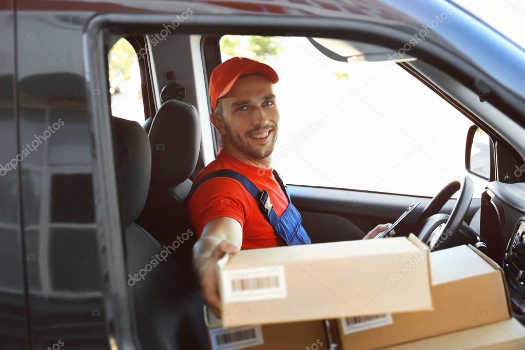 Delivery man with parcels