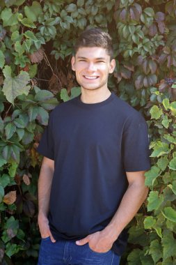 Yakışıklı yeşil yapraklarda 