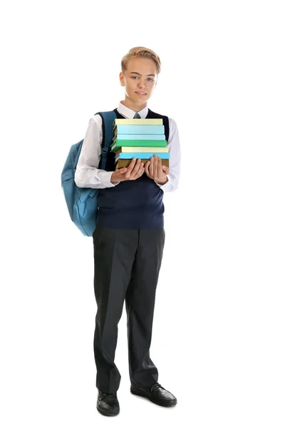 Schattige tiener met schoolboeken — Stockfoto