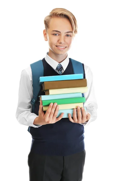 Schattige tiener met schoolboeken — Stockfoto