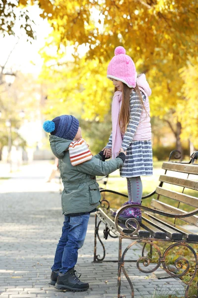 Kinderen Met Plezier Wandelen Het Park — Stockfoto