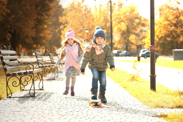 Cute Children Skateboarding Park — Stock Photo, Image