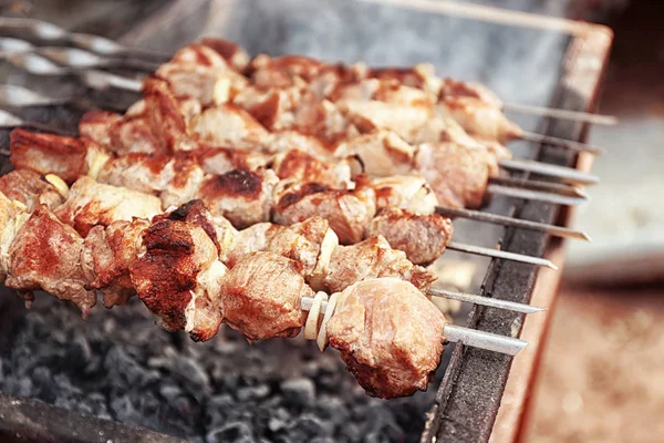 Свежий вкусный барбекю жарить в жаровне — стоковое фото