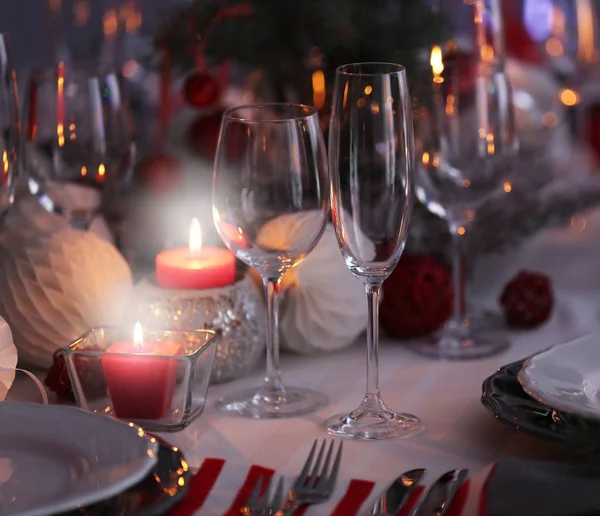 Table served for Christmas dinner — Stock Photo, Image