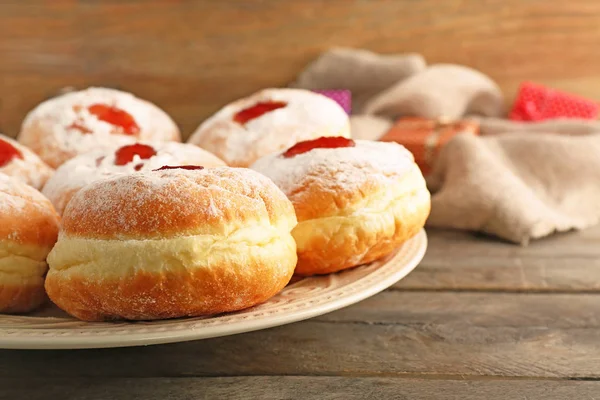 Plate with tasty donuts — Stock Photo, Image