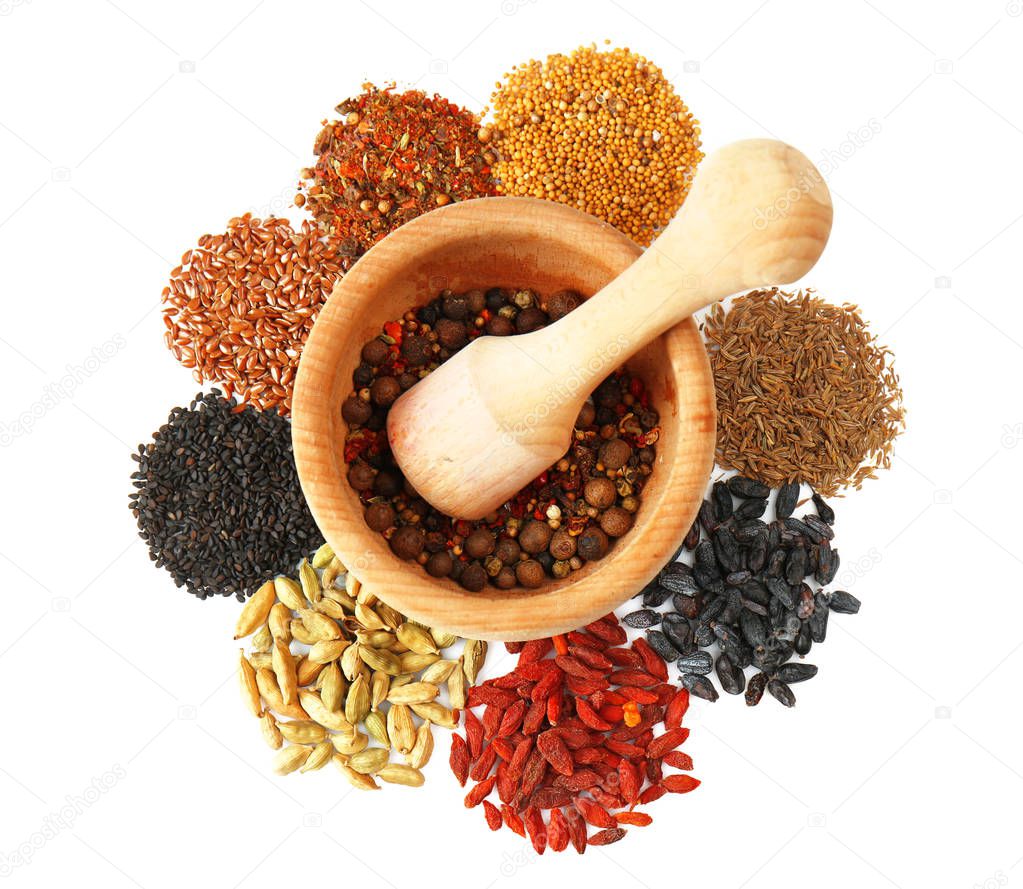 Composition with different spices and mortar