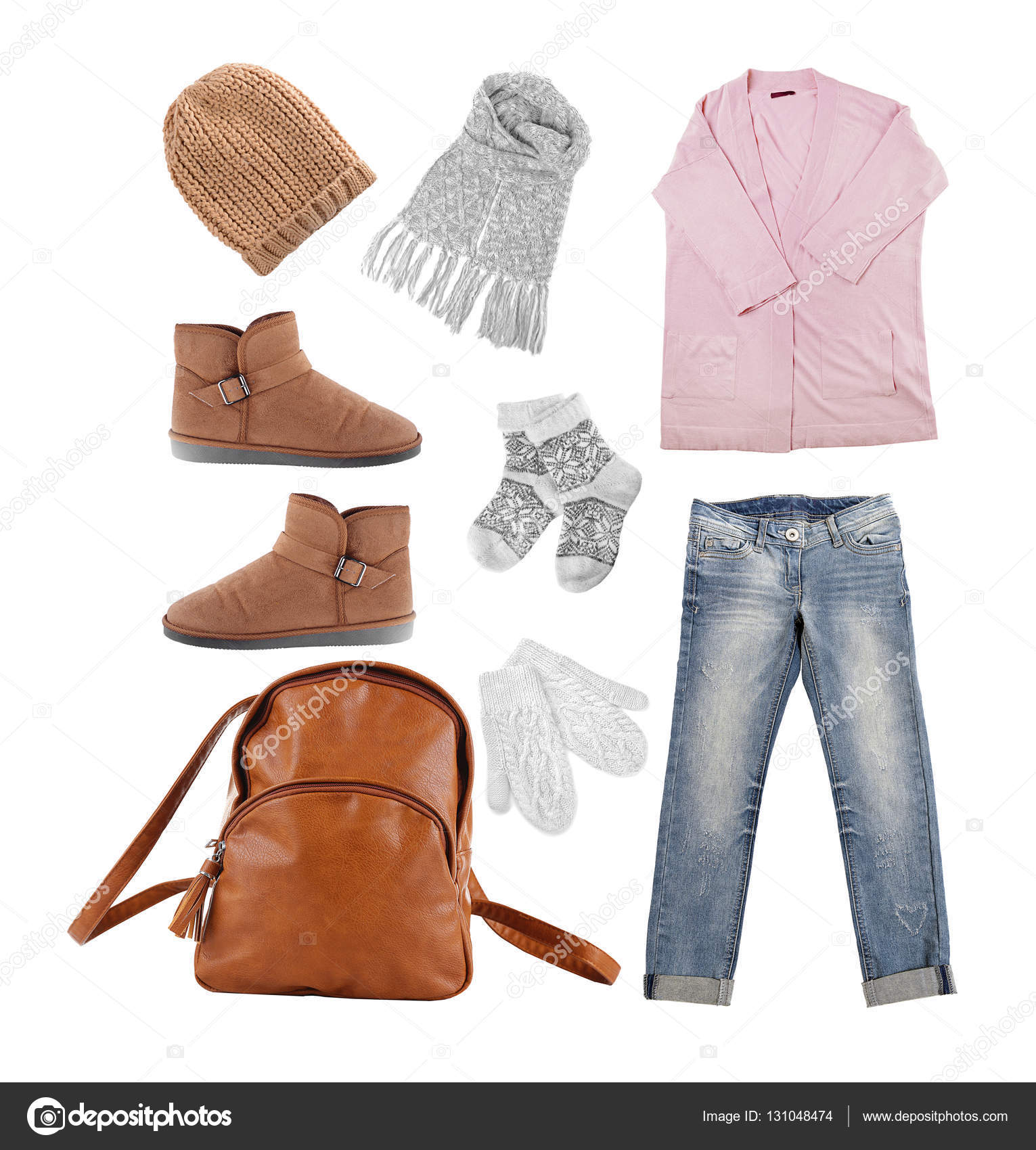 Set of stylish winter clothes Stock Photo by ©belchonock 131048474