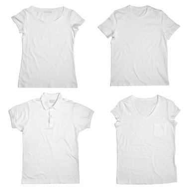 Beyaz arka plan üzerinde t-shirt koleksiyonu