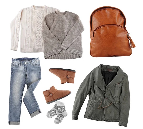 Set of stylish winter clothes — Stock Photo, Image