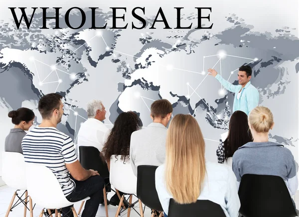 Business People Having Meeting Conference Room Word Wholesale World Map — Stock Photo, Image