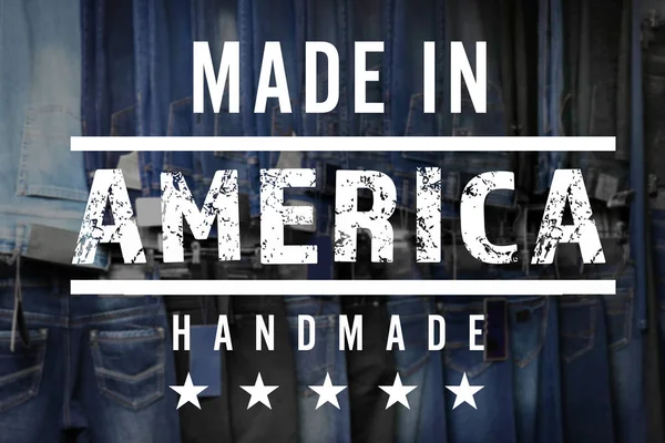 Text MADE IN AMERICA HANDMADE — Stock Photo, Image