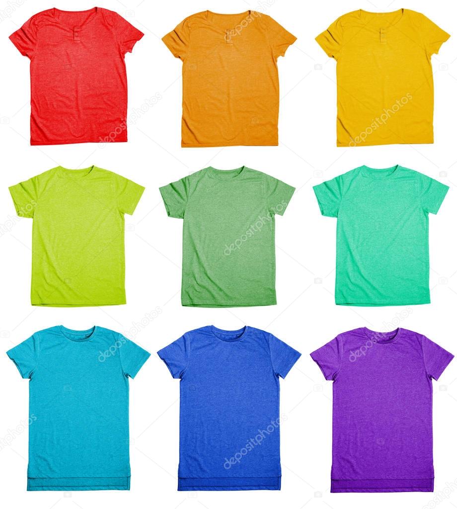 Collection of colorful t-shirts