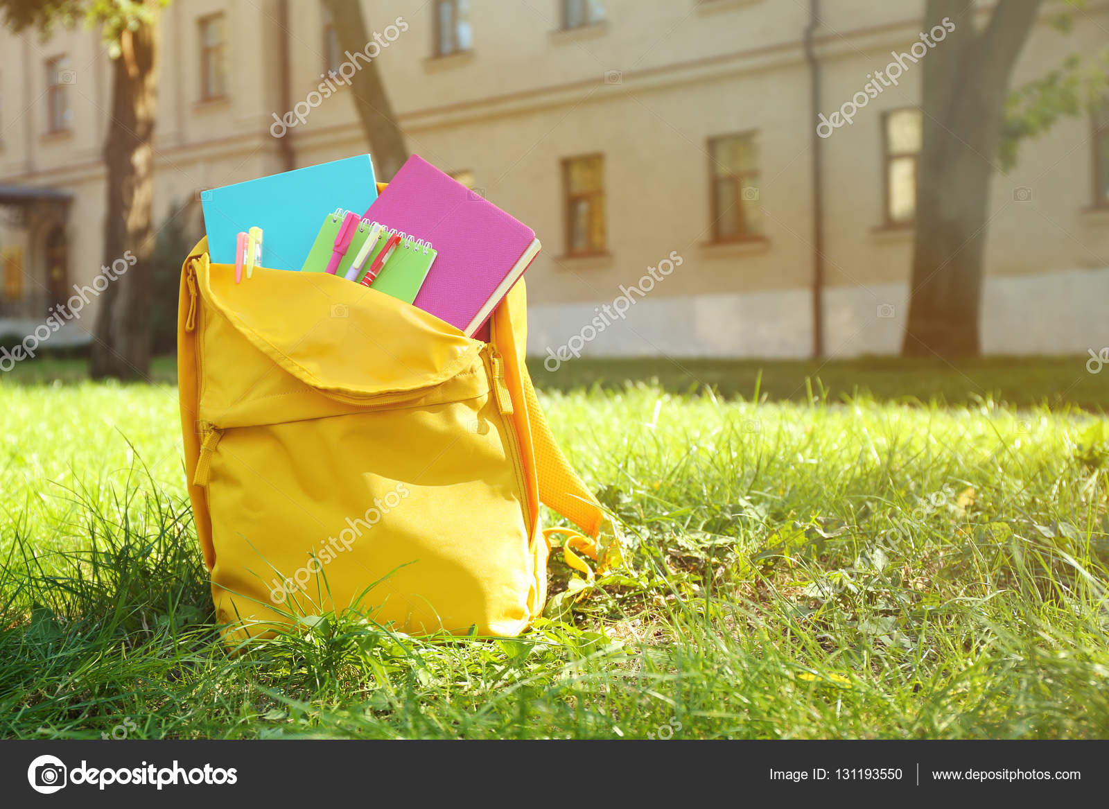 School backpack with accessories Stock Photo by ©belchonock 131193550