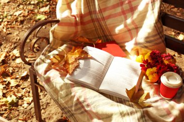 Kitap ile sonbahar kompozisyon