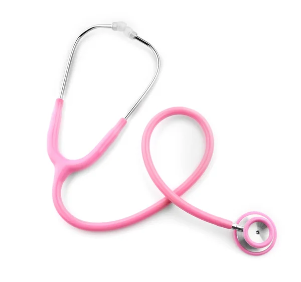 Pink stethoscope on table — Stock Photo, Image