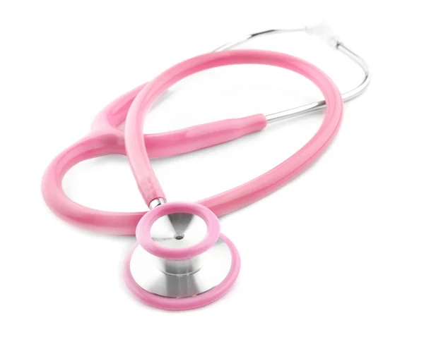 Różowy stetoskop na stole — Zdjęcie stockowe