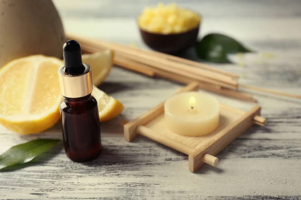 Spa composition with lemon essential oil — Stock Photo, Image