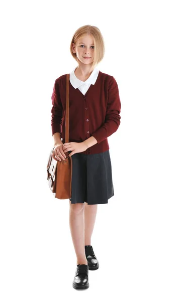 Menina loira com saco escolar — Fotografia de Stock