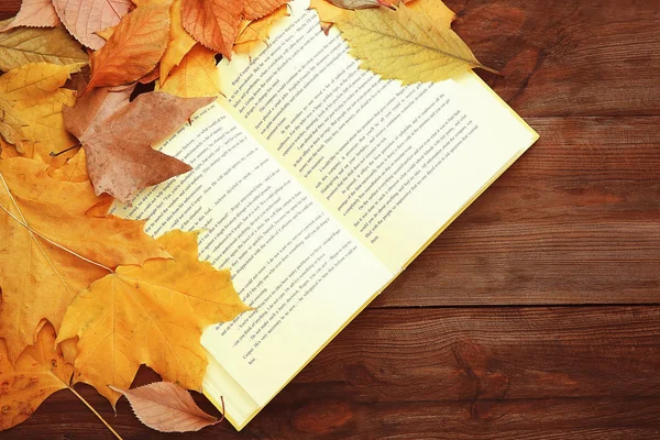 Kitap ile sonbahar kompozisyon — Stok fotoğraf