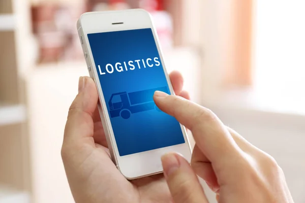 Word LOGISTICS and truck icon — Stock Photo, Image