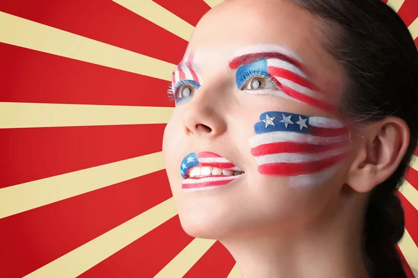 Woman with creative USA flag makeup — Stock Photo, Image