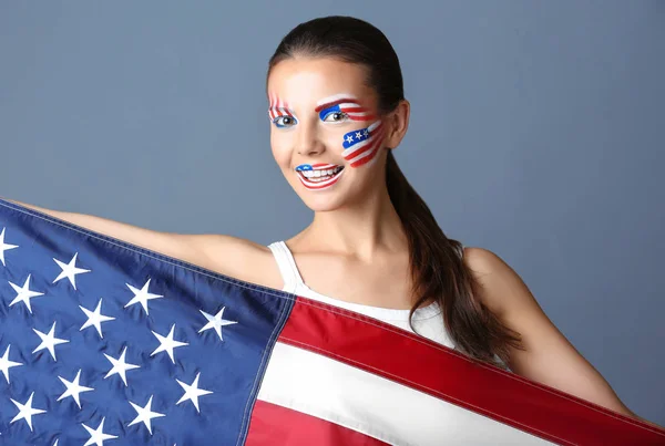 Girl with USA makeup — Stock Photo, Image