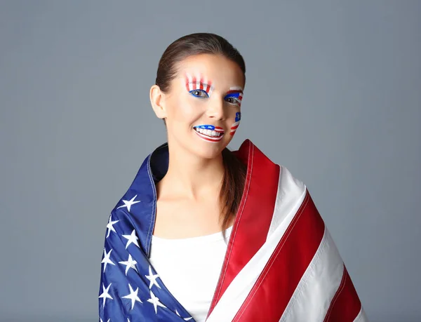 Meisje met Usa make-up — Stockfoto