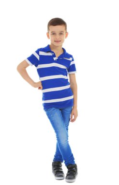 Sevimli çocuk, üzerinde beyaz izole