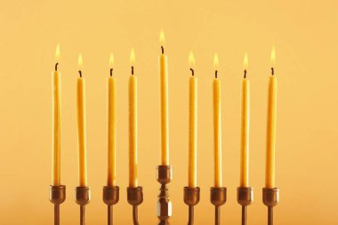 Yedi Kollu Şamdan mumlar için Hanukkah ile