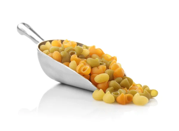 Pasta in metal scoop — Stock Photo, Image