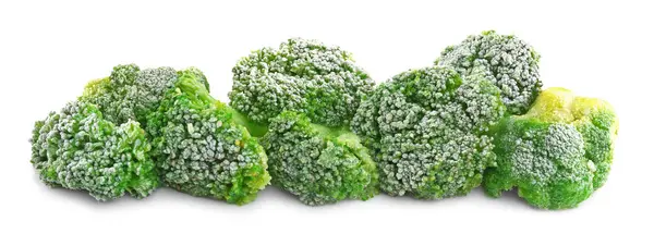 Brócolos congelados sobre branco — Fotografia de Stock