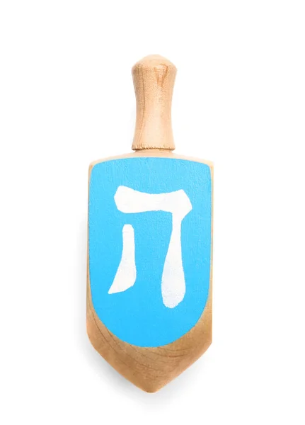 Wooden dreidel for Hanukkah — Stock Photo, Image