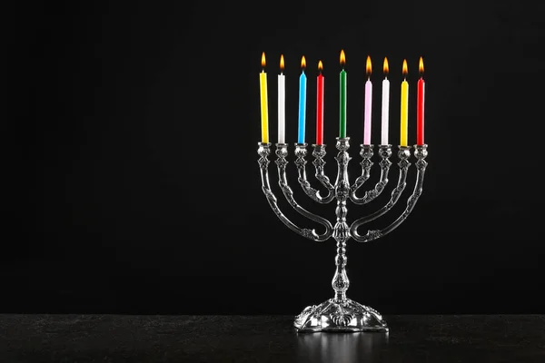 Yedi Kollu Şamdan mumlar için Hanukkah ile — Stok fotoğraf