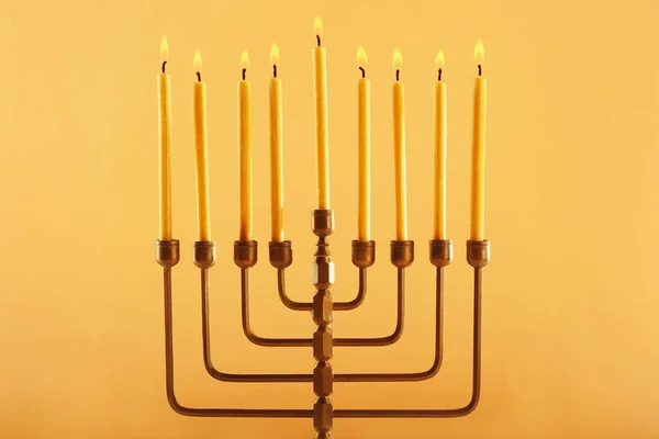 Yedi Kollu Şamdan mumlar için Hanukkah ile — Stok fotoğraf