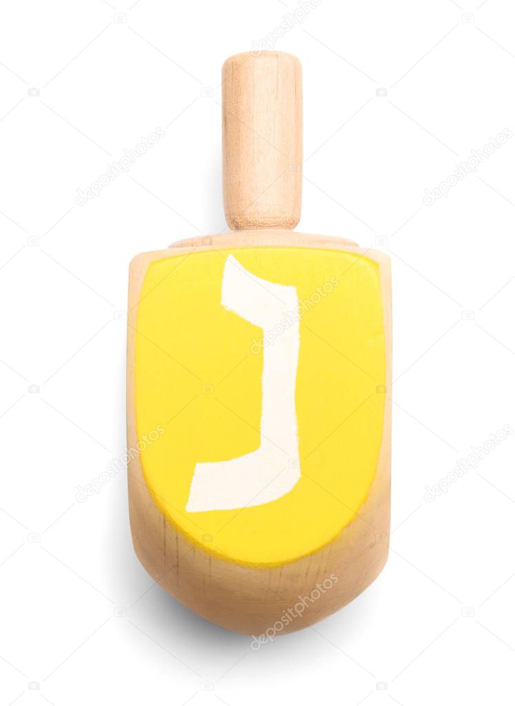 Wooden dreidel for Hanukkah