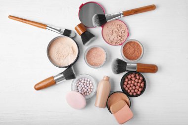 Makeup products and brushes clipart