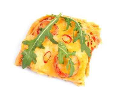 Güzel pizza dilim beyaz arka plan üzerinde