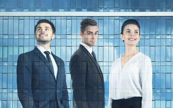 Doble Exposición Las Personas Los Antecedentes Del Edificio Concepto Empresarial —  Fotos de Stock