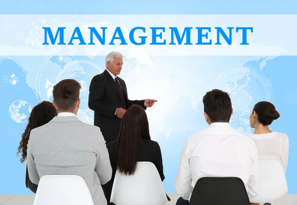 Zakelijke Bijeenkomst Bedrijfsconcept Coaching Ontwikkeling Word Management Achtergrond — Stockfoto
