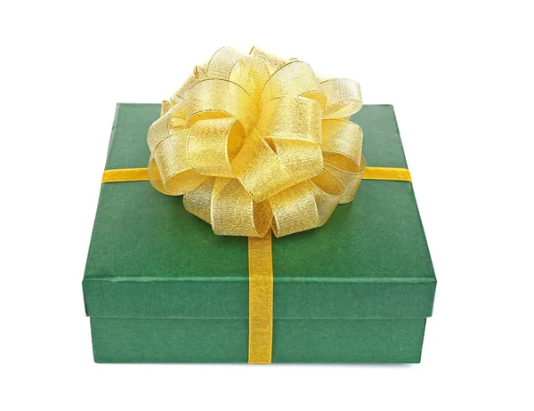 Boîte cadeau verte avec arc — Photo