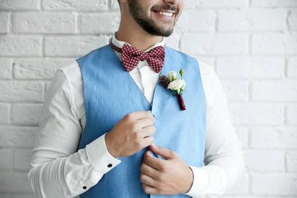 Novio en el día de la boda — Foto de Stock