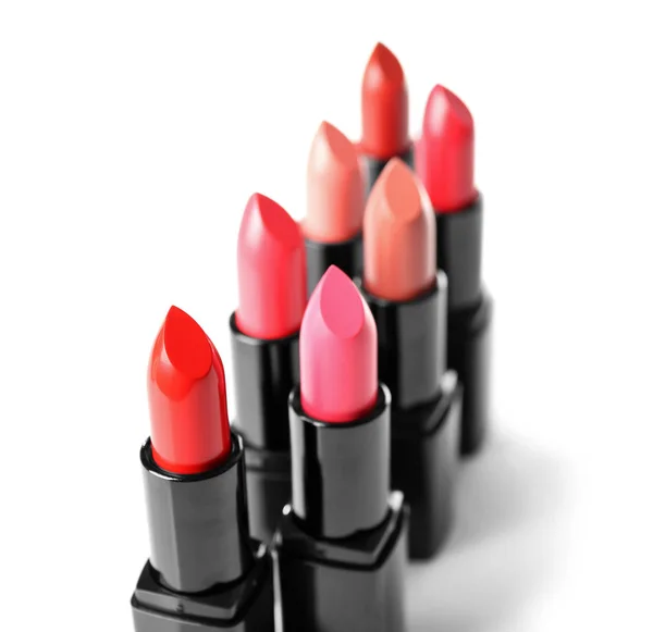 Assortment of lipsticks on white background — Stock Photo, Image