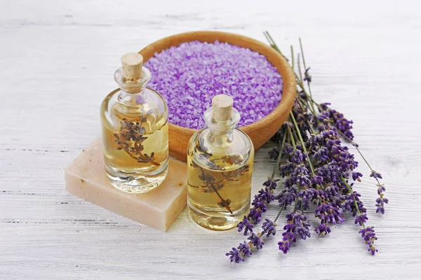 Lavender essential oils — Stock Photo, Image