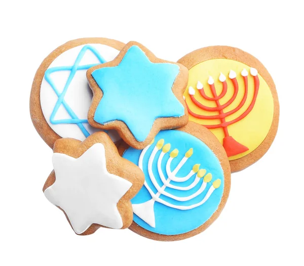 Tasty glazed cookies for Hanukkah — Stock Photo, Image